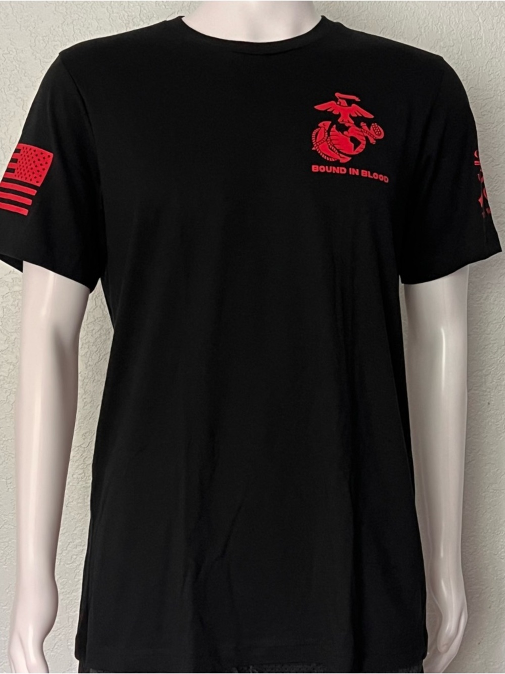 USMC Marines Graphic T Shirt Mens Large Red Black Military Grunt Style NWT